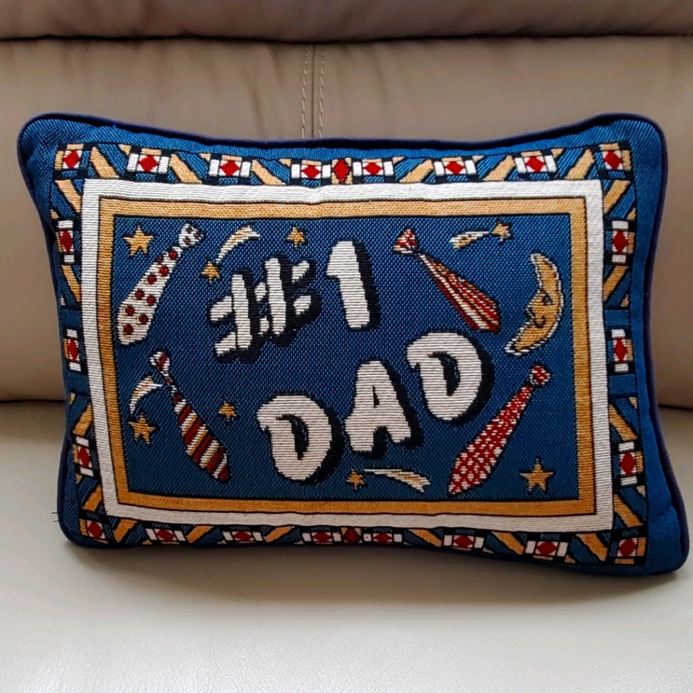 #1 Dad Blue Pillow Size 9" x 13"